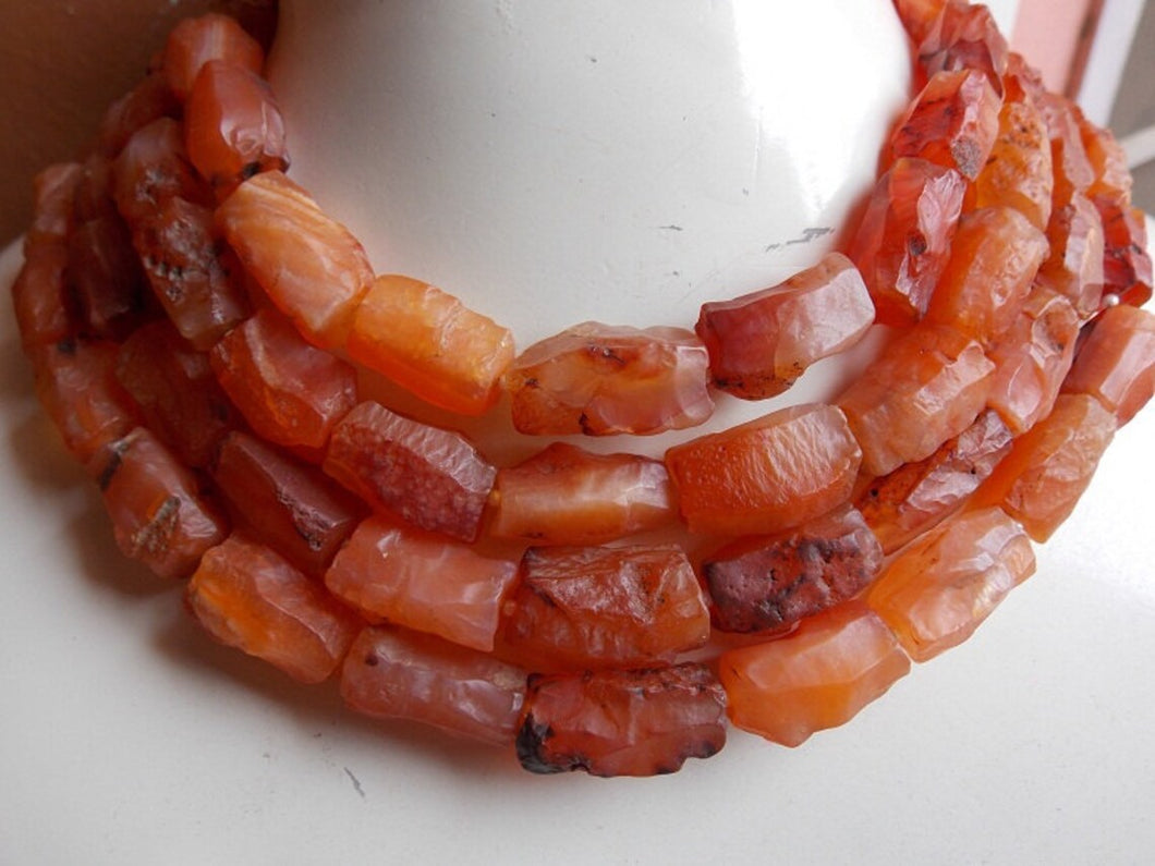 Carnelian Natural Rough Hammered Tube Shape Bead/Nuggets/8Inches 20X10To15X10MM Approx/Wholesaler/Supplies/R1-2S